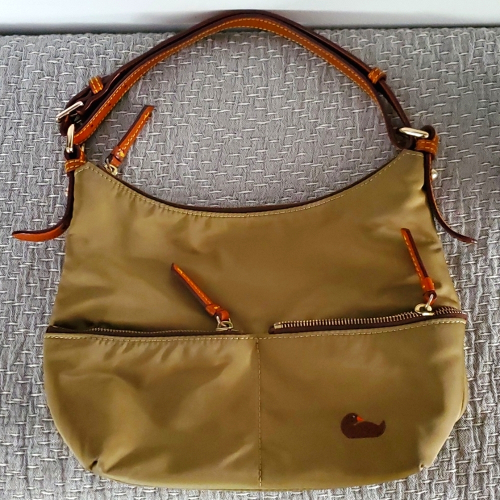 Dooney and Bourke brown Camden nylon hobo bag